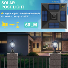 Greluna solar post light with pier-mount base for easy patio setup
