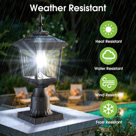Greluna Solar Post Light weatherproof housing withstands rain and snow for dependable nights.