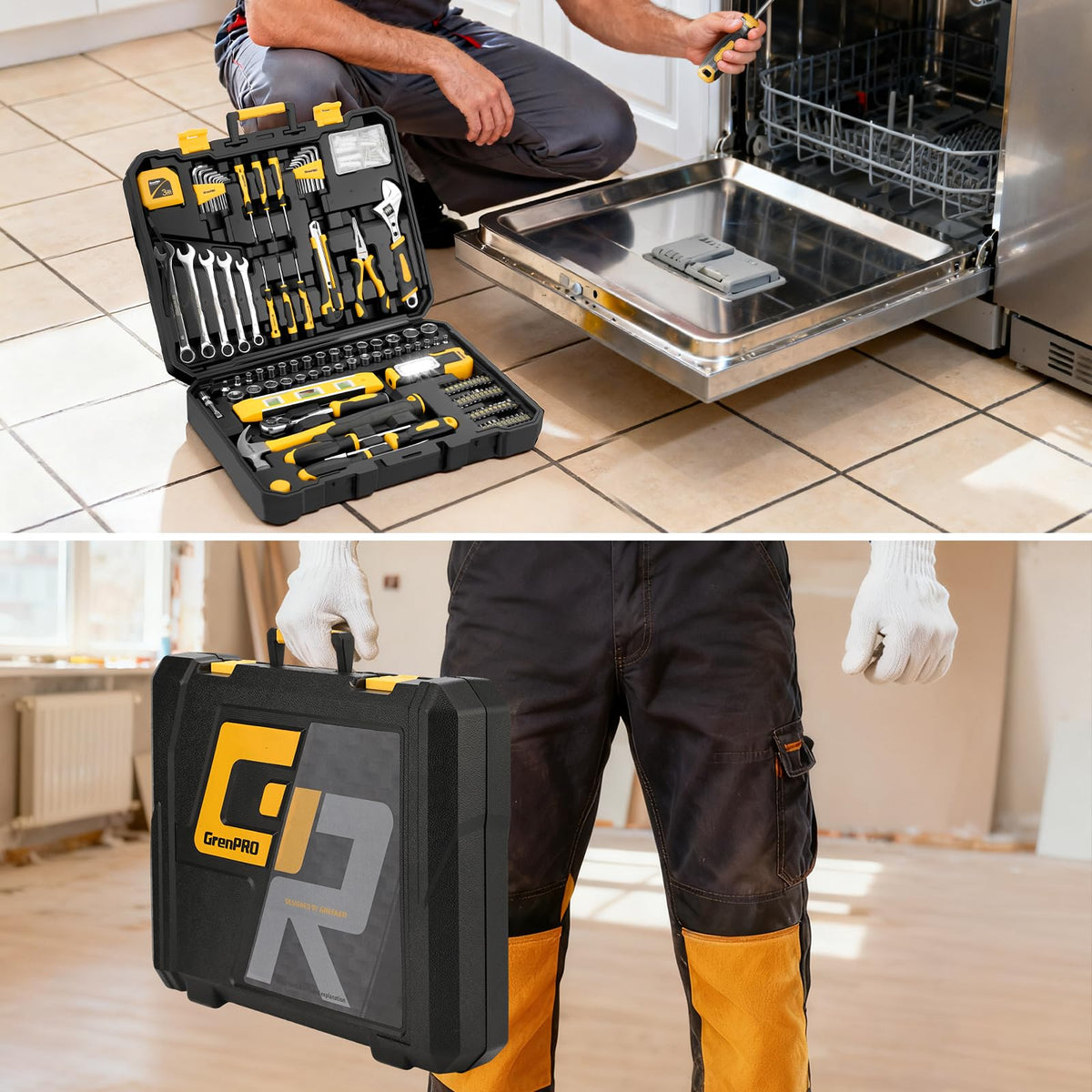 GRENPRO 219pcs tool set sockets 1/4 and 3/8 inch versatile fitting