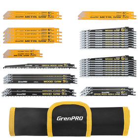 GRENPRO 34-piece saw blade set in organizer pouch for quick on-site access