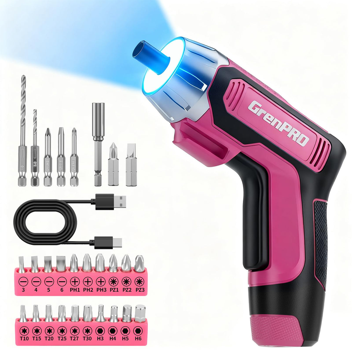 GRENPRO 4V screwdriver compact design enables precise work in tight spaces.