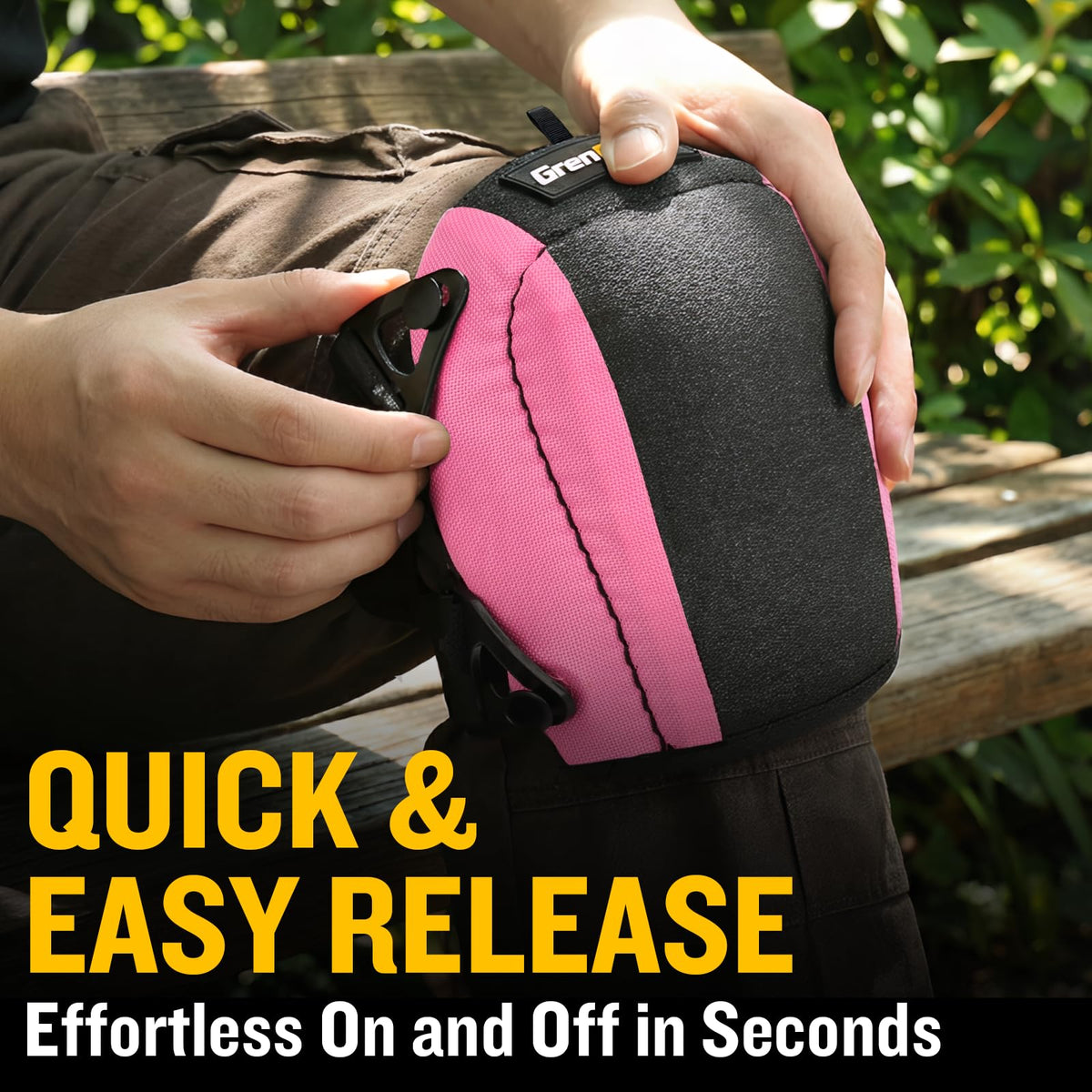 GRENPRO 600D polyester exterior knee pads provide durable protection outdoors