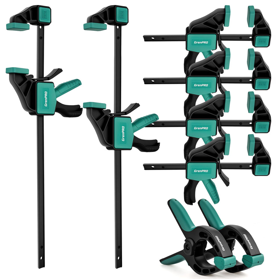GRENPRO 8-Pack Bar Clamps 12-inch for strong woodworking holds.