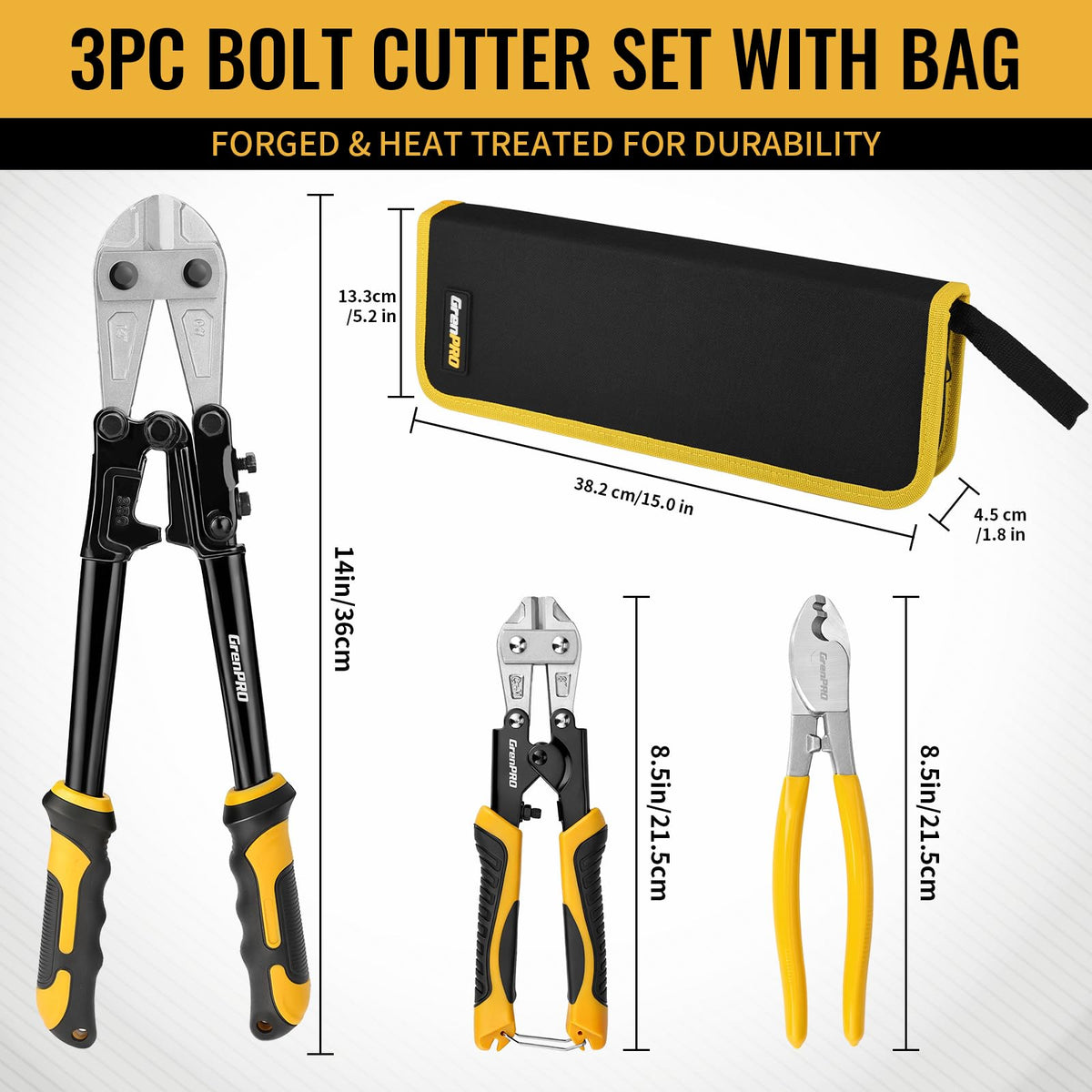 GRENPRO 8-inch mini bolt cutter precision for tight spaces and delicate cuts.