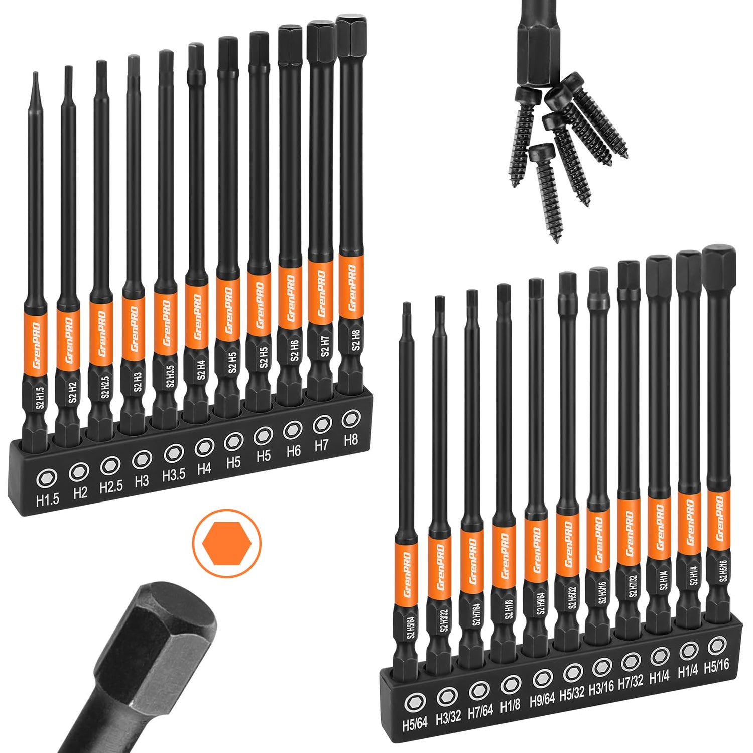 GRENPRO Allen Wrench Drill Bit Set close-up tip with durable construction for resilience.