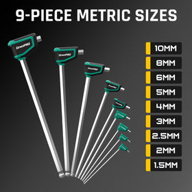 GRENPRO Allen wrenches long-arm T-handle extension improves leverage for stubborn screws.