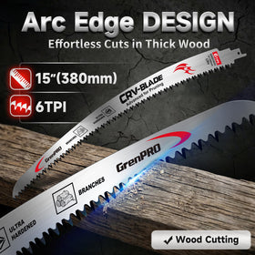 GRENPRO arc edge design blades in action on wood