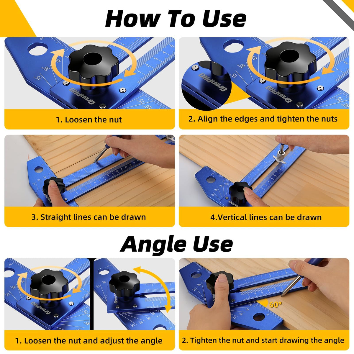 GRENPRO bevel and radial marking for layout precision.