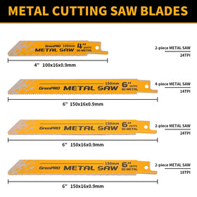 GRENPRO 6-inch bi-metal blades offer longer life for metal and pipe work