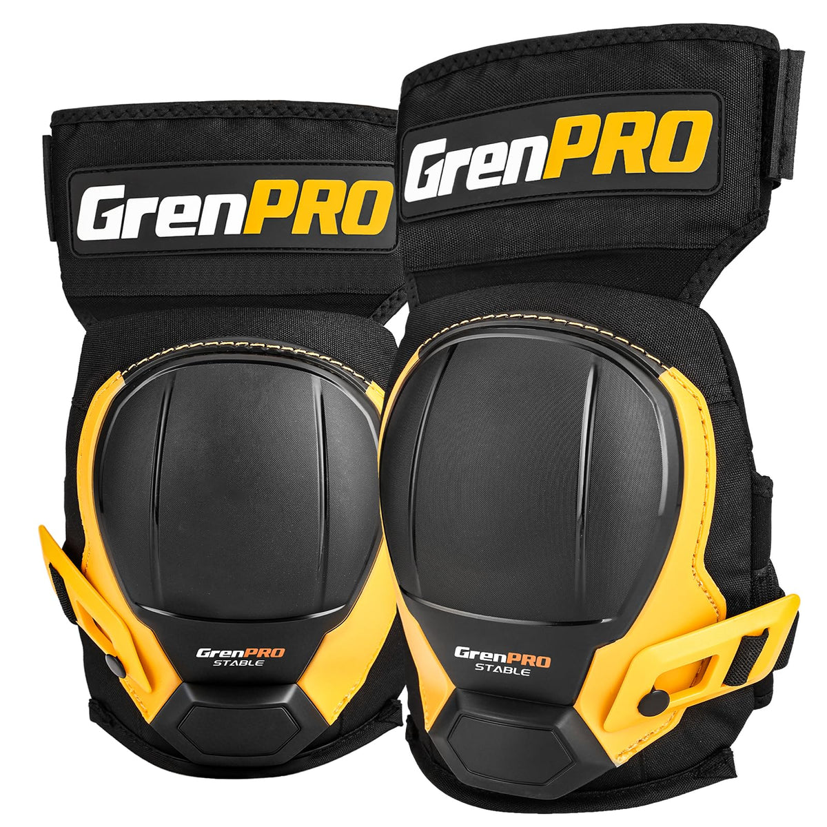 GRENPRO knee pad with secure fit buckles for durable flooring and construction tasks.