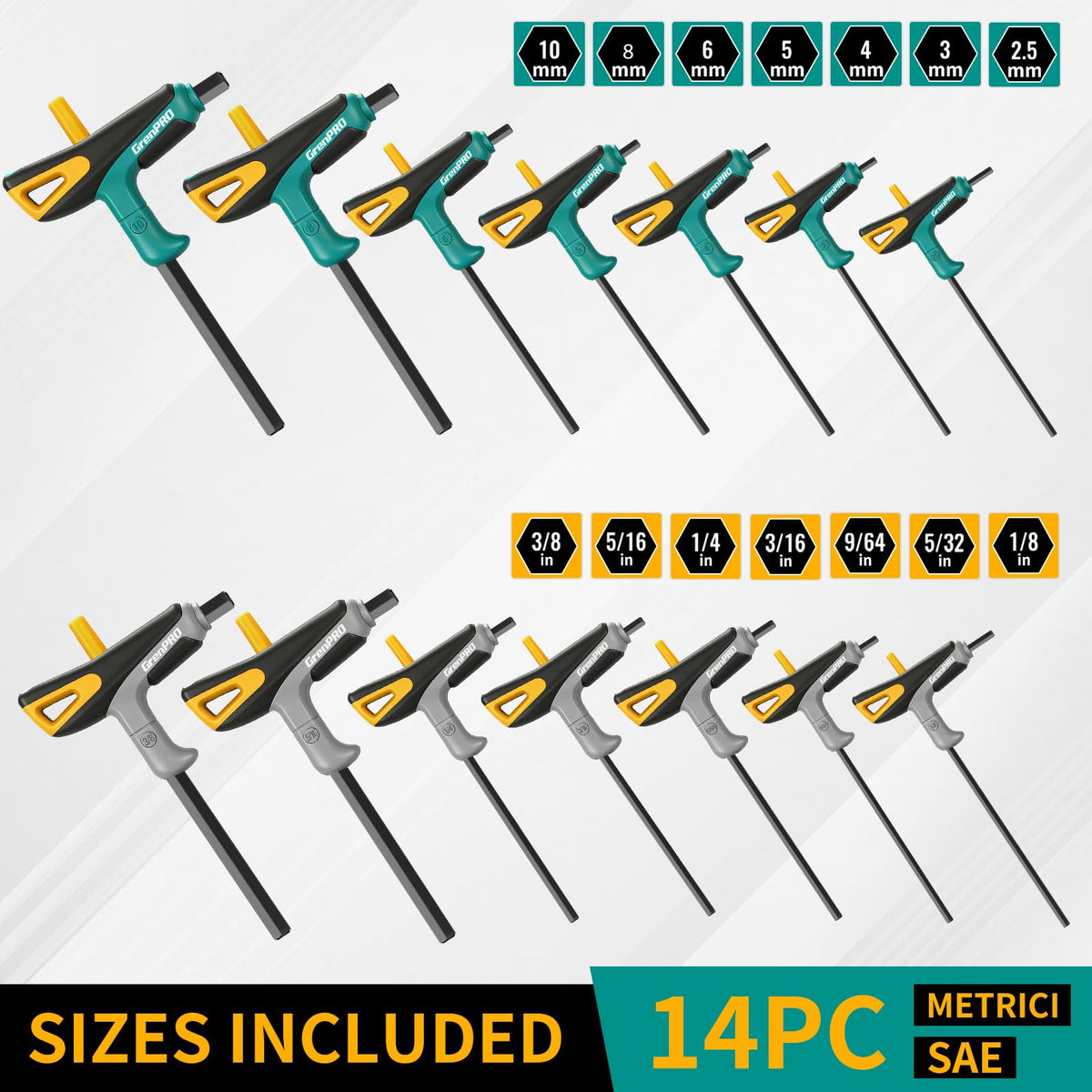 Chrome vanadium steel hex keys by GRENPRO for durable use