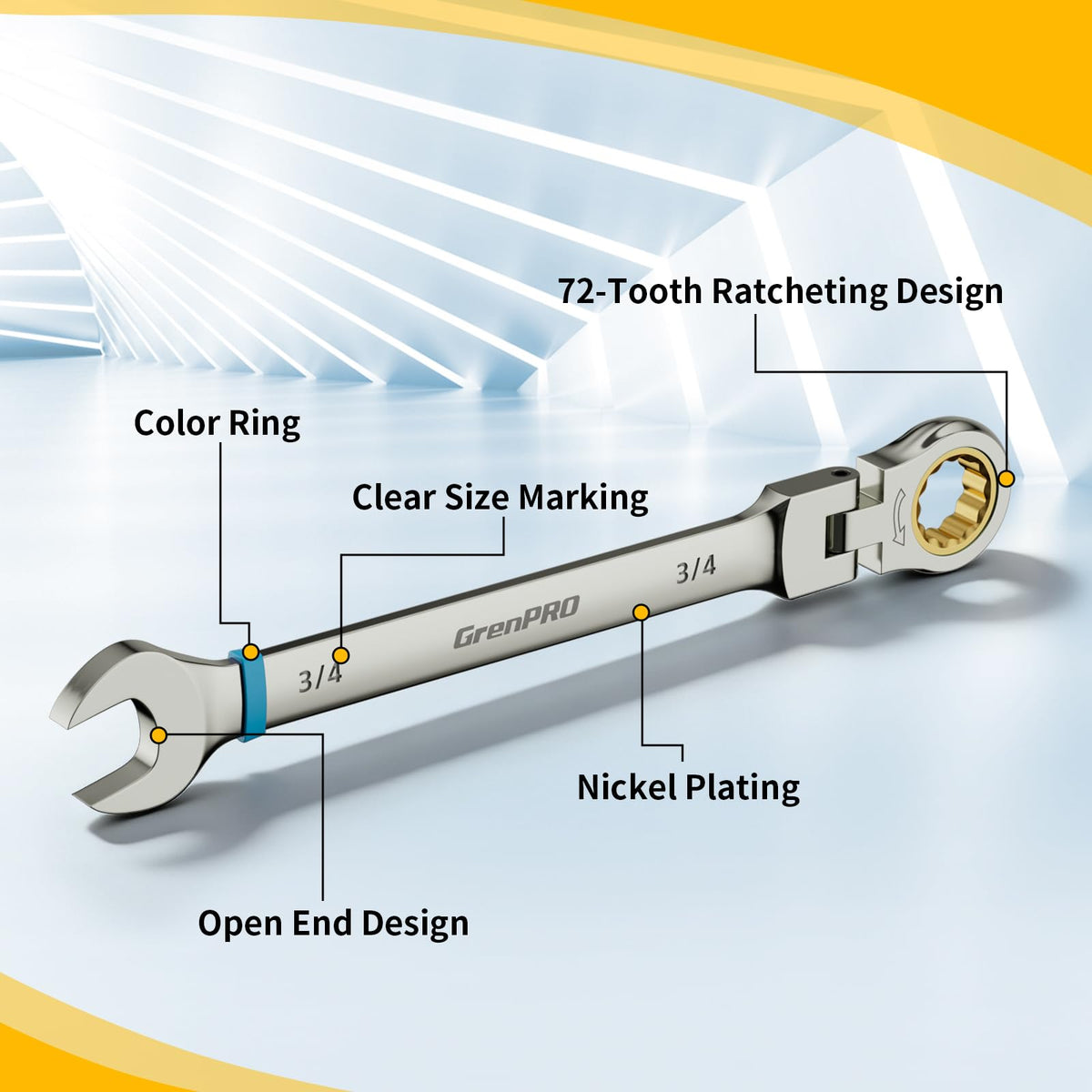 GRENPRO chrome-vanadium steel with nickel plating for durability