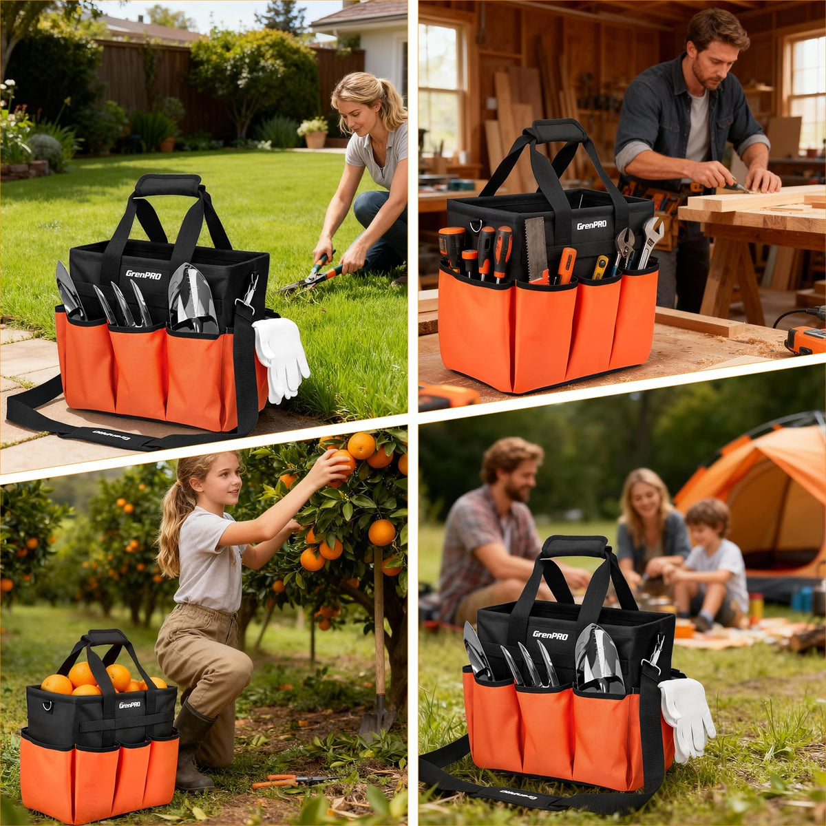 Grenpro garden tool bag in action for home projects, tidy and portable.