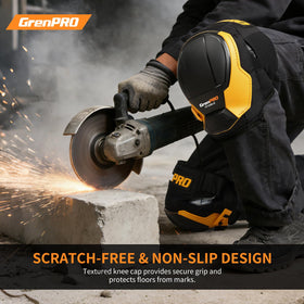 Metal rivets reinforce construction for strenuous daily work with GRENPRO knee pads.