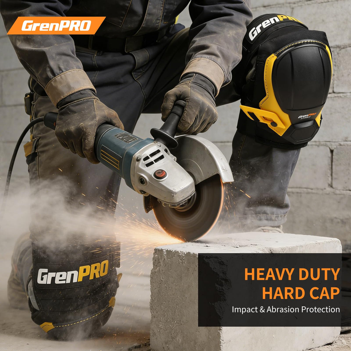 Black TPR shell adds protective surface against impact and abrasion on work sites.