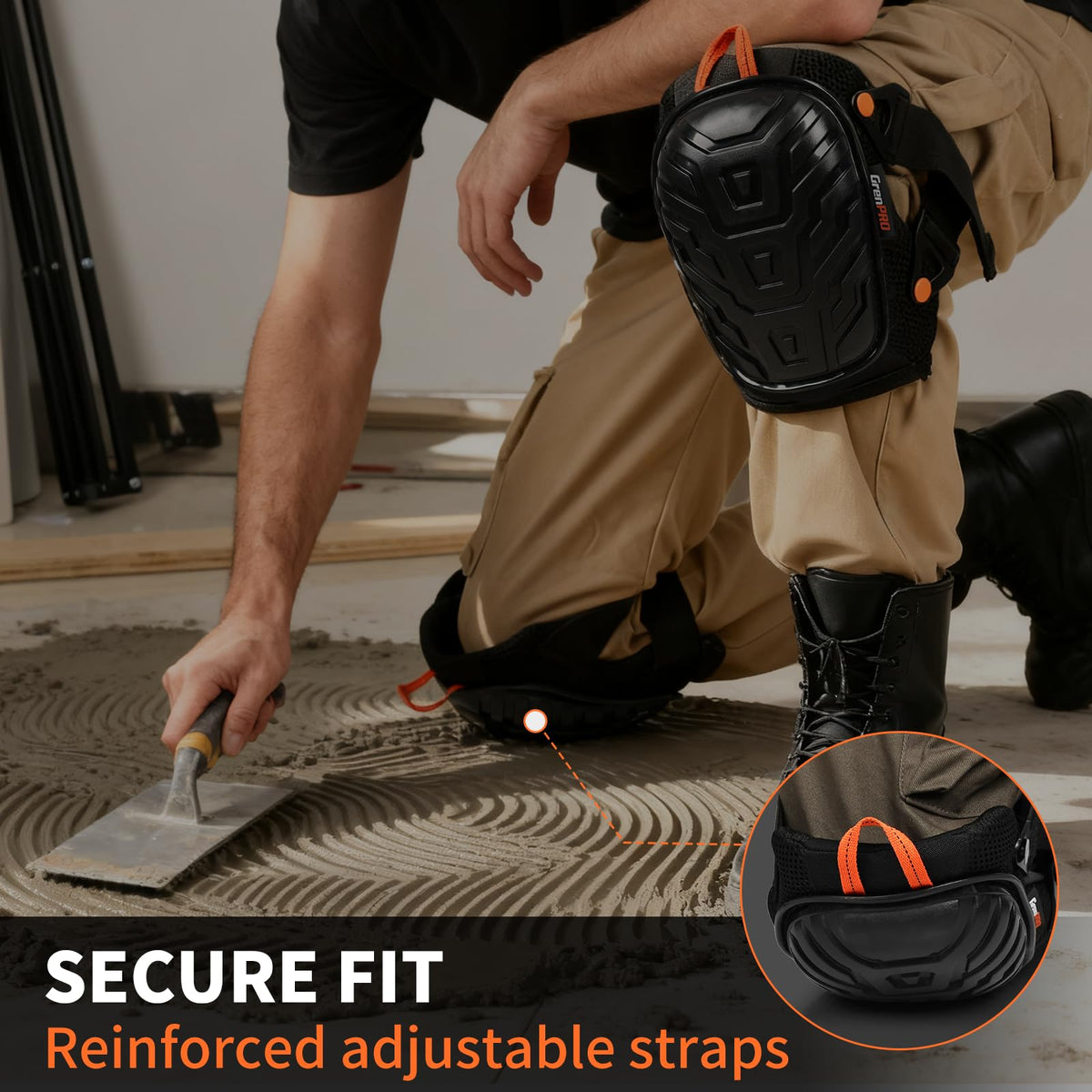 Versatile GRENPRO knee pads protect in construction, flooring, and maintenance