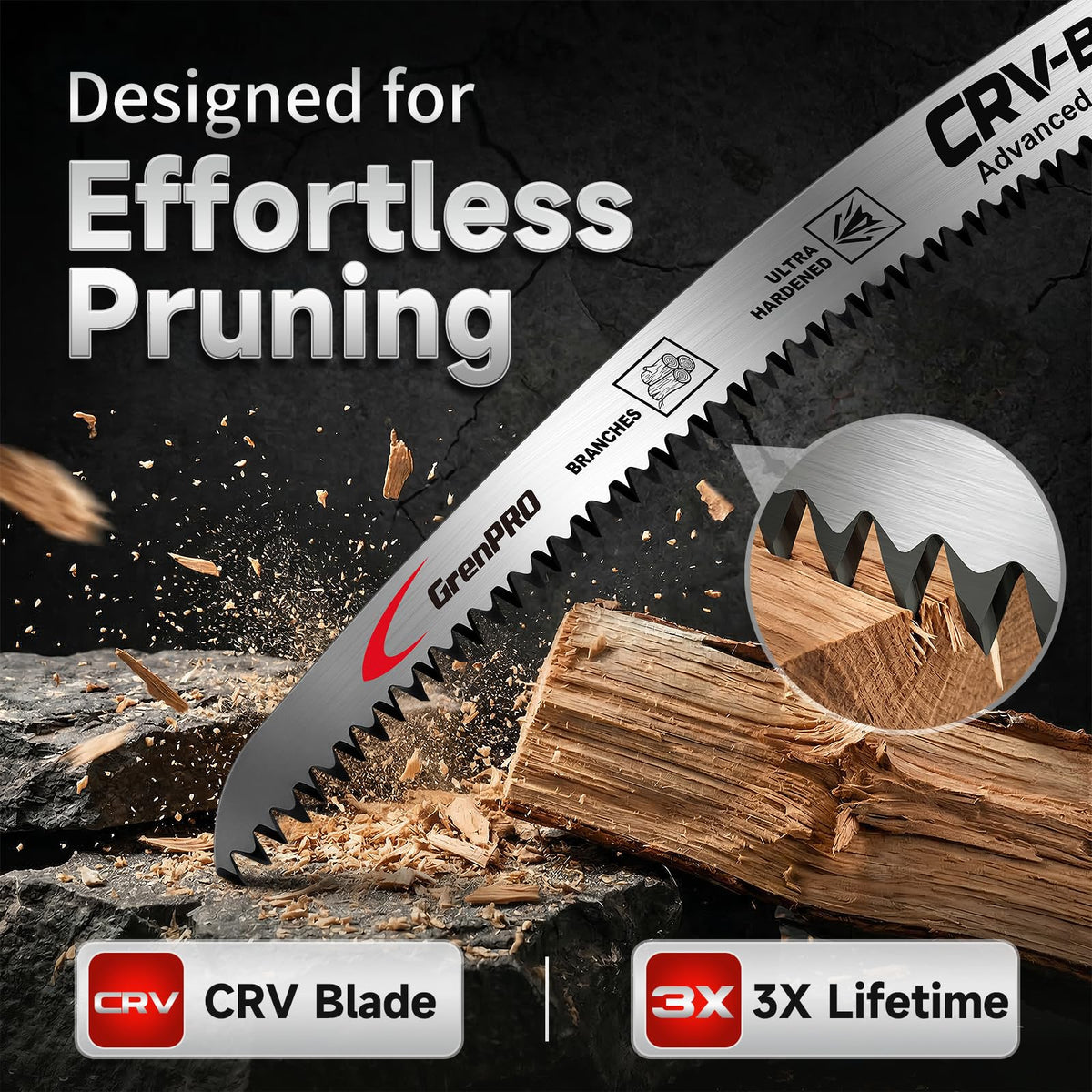 Logs up to 300 mm being cut with GRENPRO blades