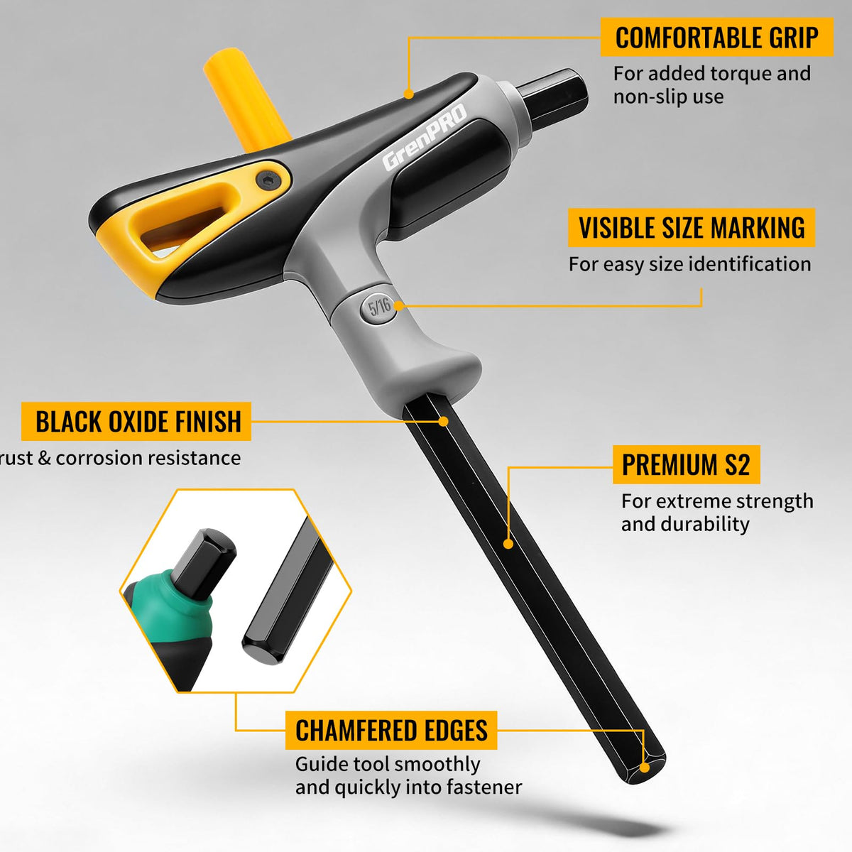 Dual-length arms enable versatile leverage with the ergonomic T-handle