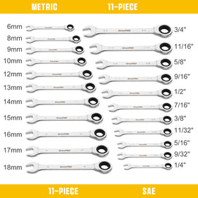 GRENPRO metric and SAE wrenches with size marks for quick identification