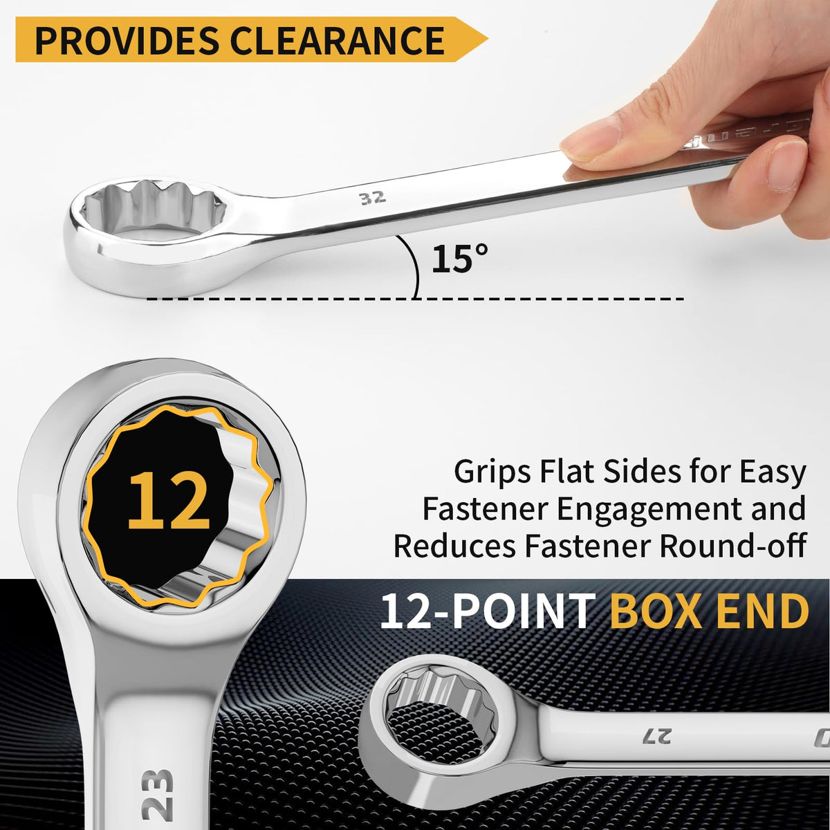 GrenPRO 26mm wrench with 12-point grip for secure bolt engagement.