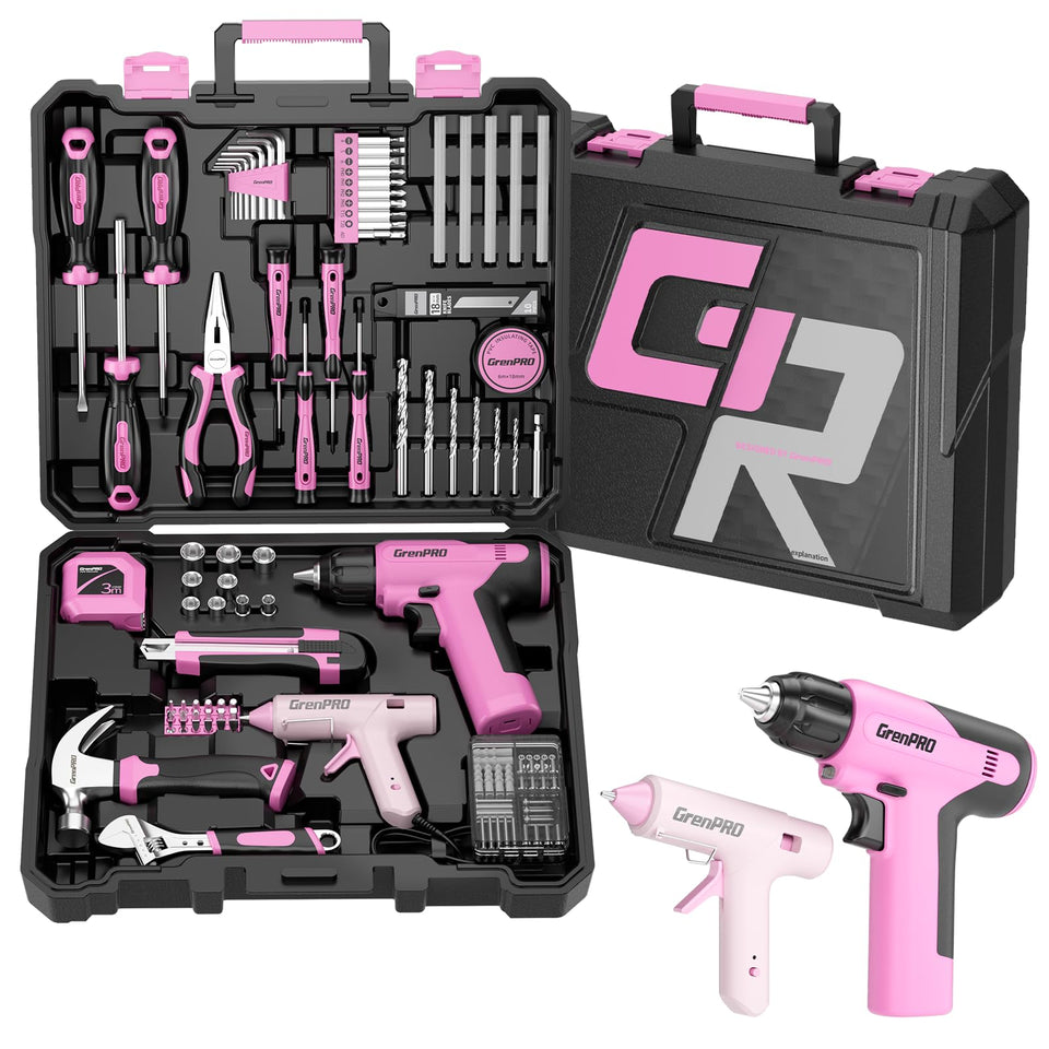GRENPRO Pink Tool Set: 188 pieces for versatile home repairs