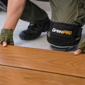 GRENPRO knee pads with adjustable 7-inch straps for easy on and off.