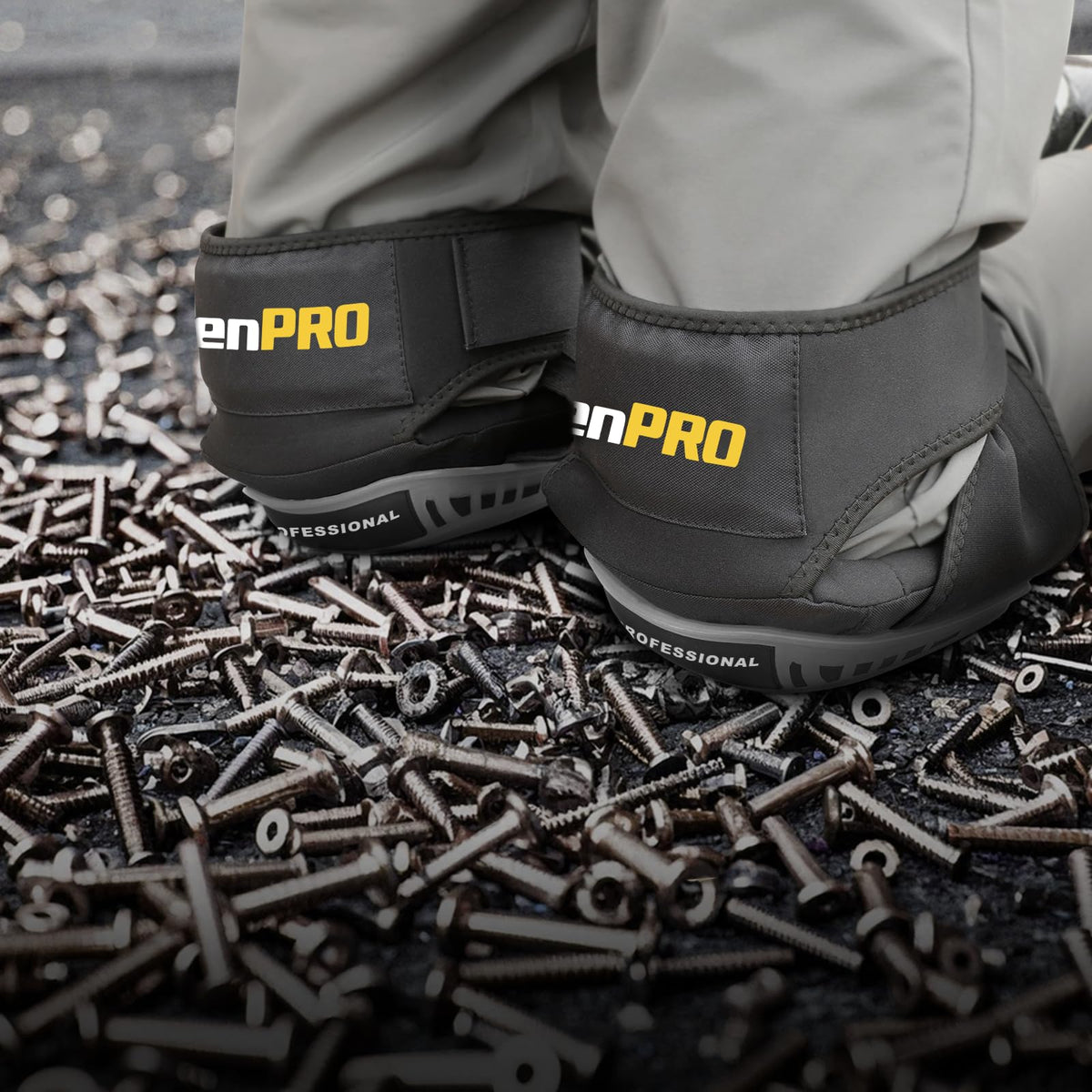 GRENPRO knee pads feature reinforced stitching for durable performance.