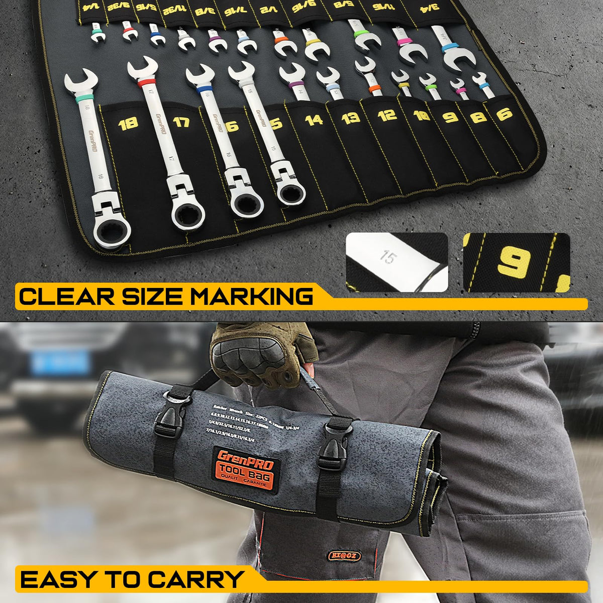 GRENPRO tool set crafted from chromium vanadium steel for durability