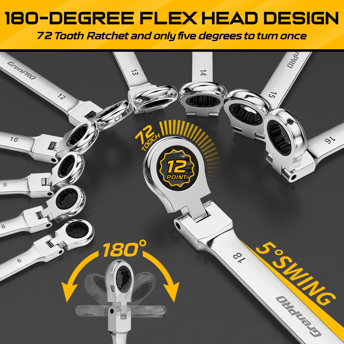 GRENPRO ratchet wrenches gauge included to verify nut dimensions for accuracy