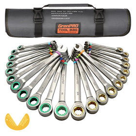 GRENPRO ratcheting wrench set with color rings for quick tool identification during repairs.