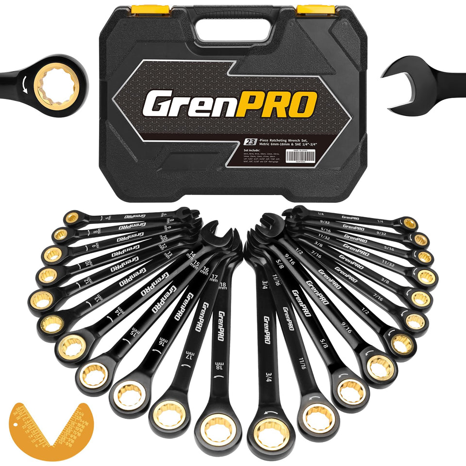 GRENPRO ratcheting wrenches set in case for organized access and transport
