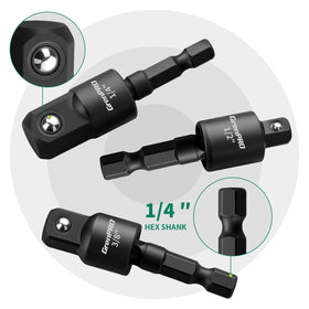 Grenpro rotatable socket adapter 1-2-inch optimizes power transfer in larger fasteners