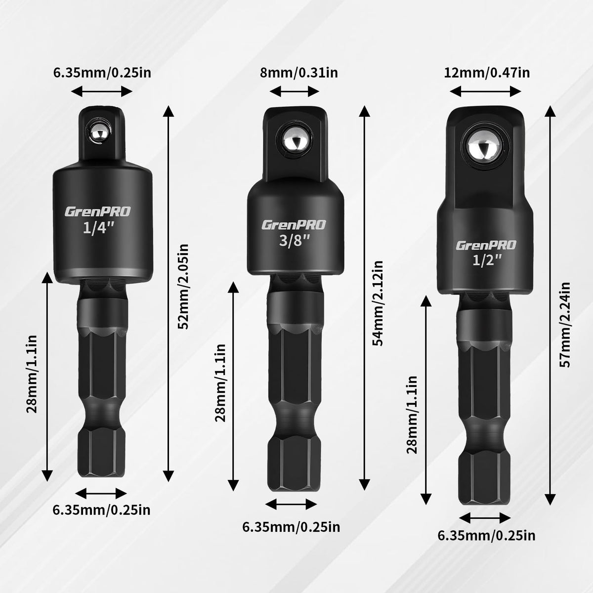 Grenpro rotatable socket adapter 1-4-inch maintains grip with 360-degree rotation