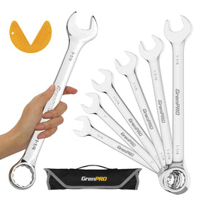 GRENPRO SAE long open-end wrenches with clear size markings for quick identification.