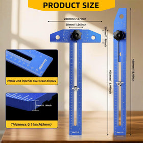GRENPRO sliding T-square with aluminum alloy frame for durable, precise measuring.