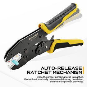 Grenpro 9-inch tool designed for heat shrink connectors and AWG 22-10.