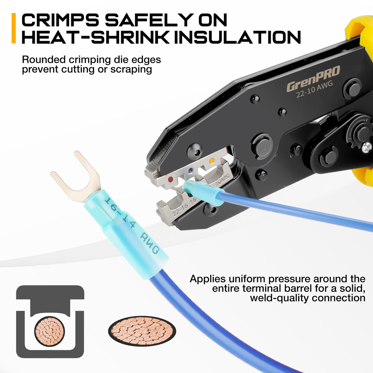 Grenpro quick-release lever eases jaw opening for smooth operation.