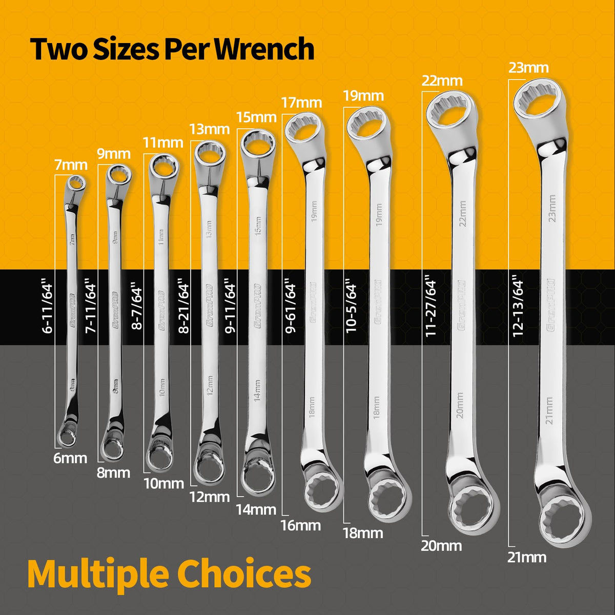 GRENPRO offset wrenches reach tight spaces for easier fastener access.