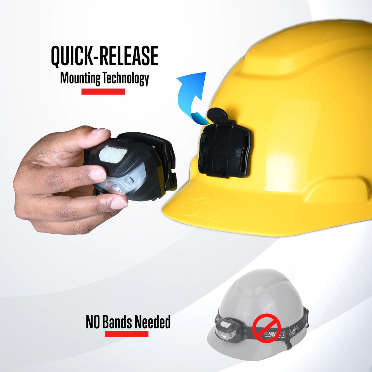 GREERRIDE headlamp with quick-release direct mount enables easy on-and-off.