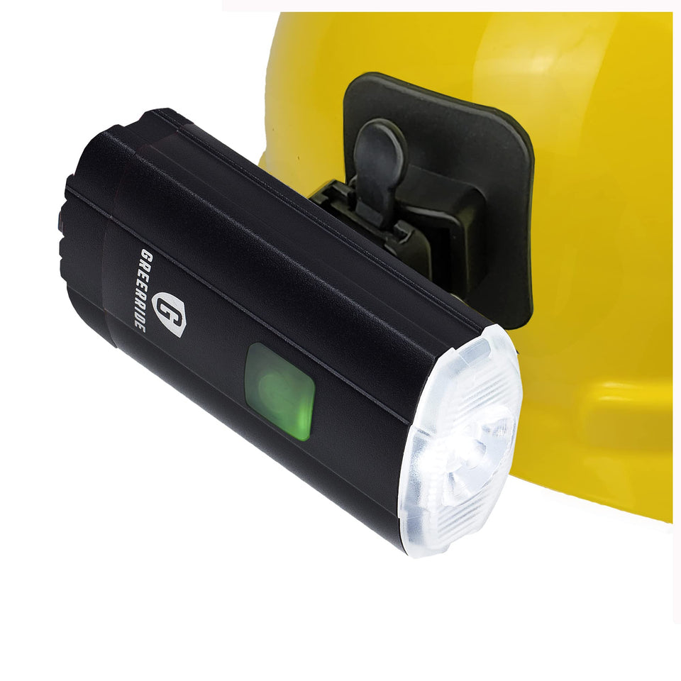 GREERRIDE rechargeable welding helmet light front view provides bright task lighting for welding.