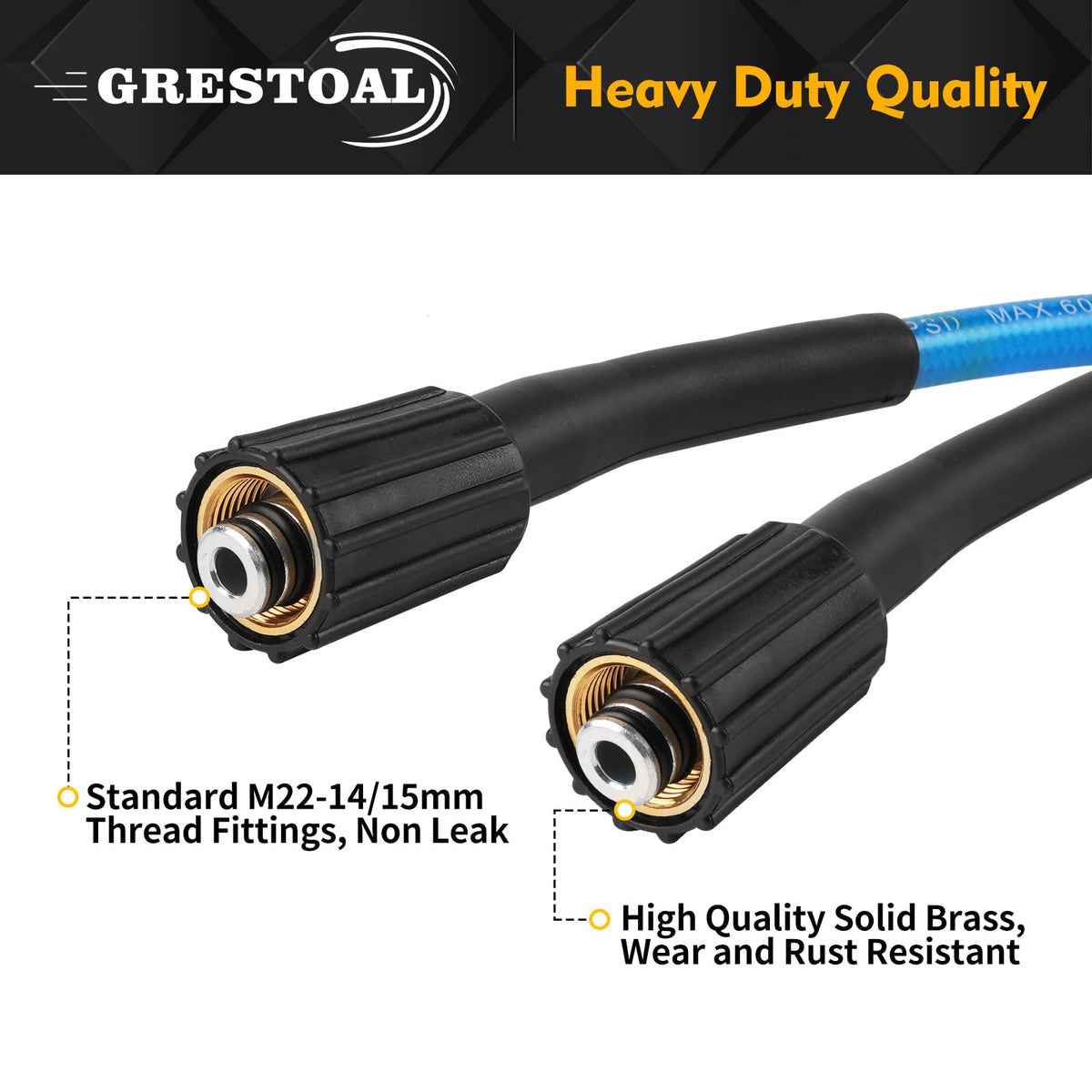 GRESTOAL 3000 PSI-rated hose ideal for rugged exterior cleaning
