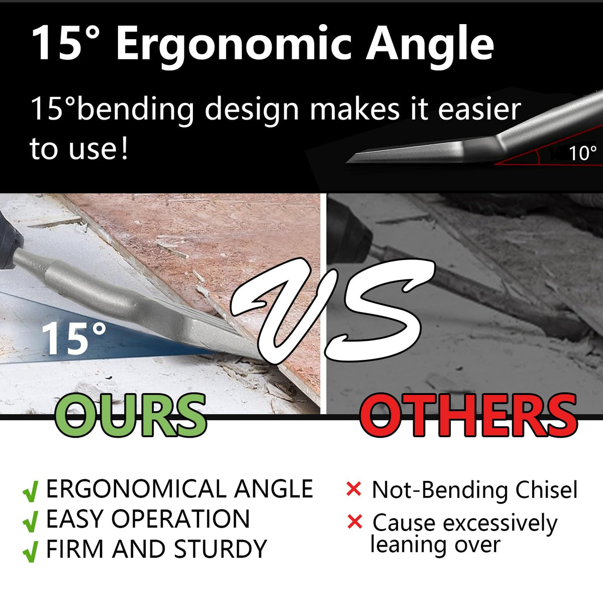 Greywolf 3-inch wide chisel edge enables fast material removal.