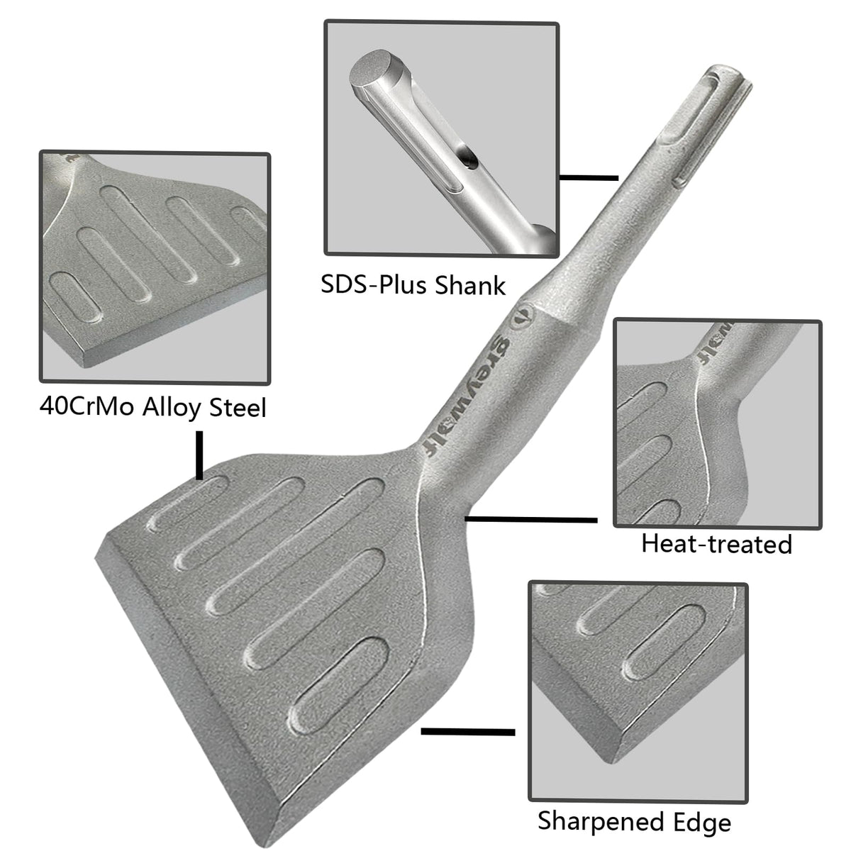 Greywolf broad application for tile, wall, and floor removal tasks.