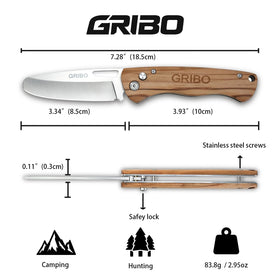 Gribo kids knife safety lock provides controlled folding for beginners