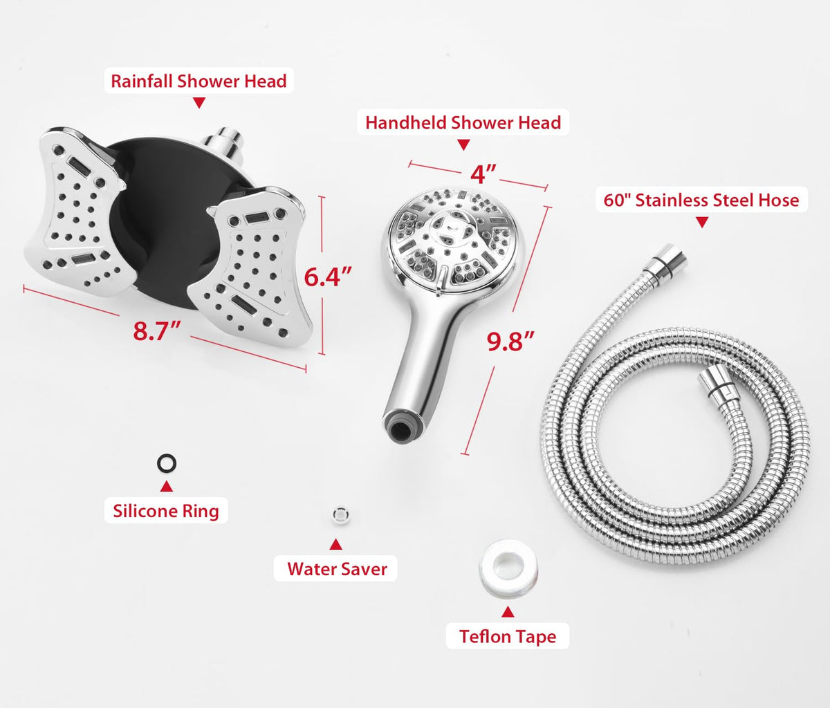 GRICH universal G1/2 connector illustration for easy tool-free install.