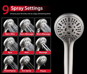 GRICH nine spray modes to customize your shower experience