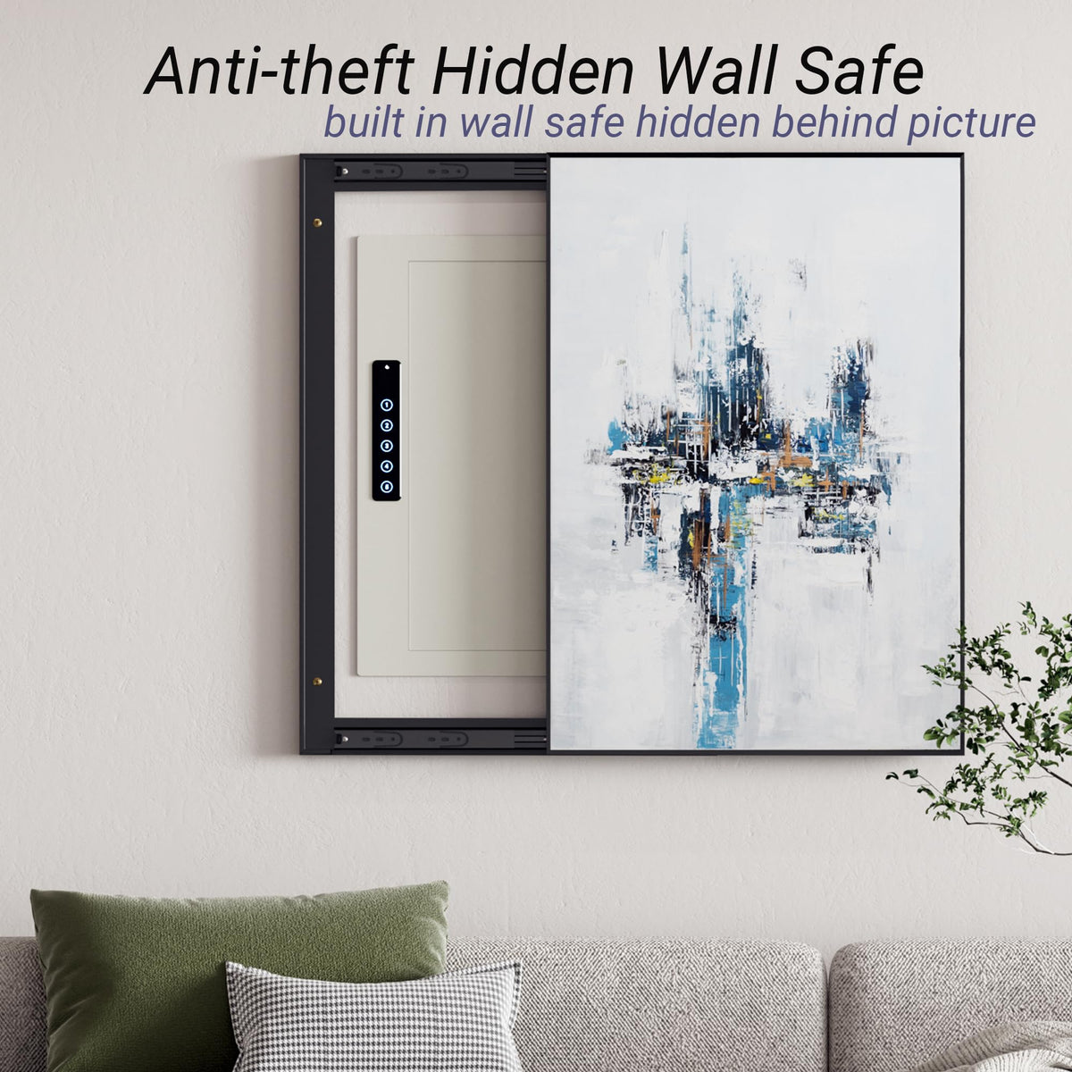 Grimtron Wall Safe USB emergency port powers the keypad if needed.