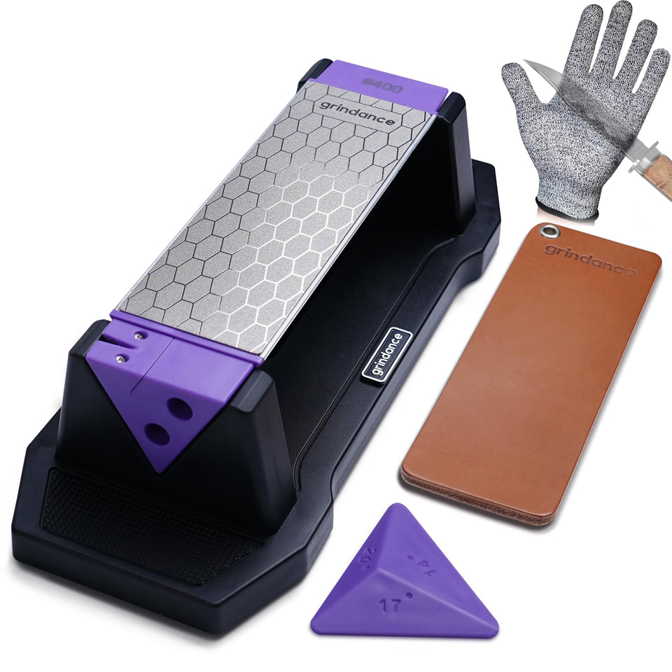 Grindance 3-Sided Diamond Sharpening Stone with mixed grit for repair, sharpening, and polishing.