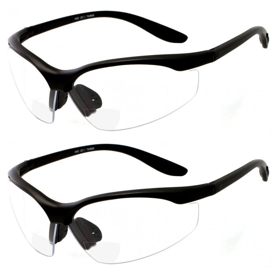 grinderPUNCH ANSI Z87 bifocal safety glasses close-up showing durable lenses for precise reading