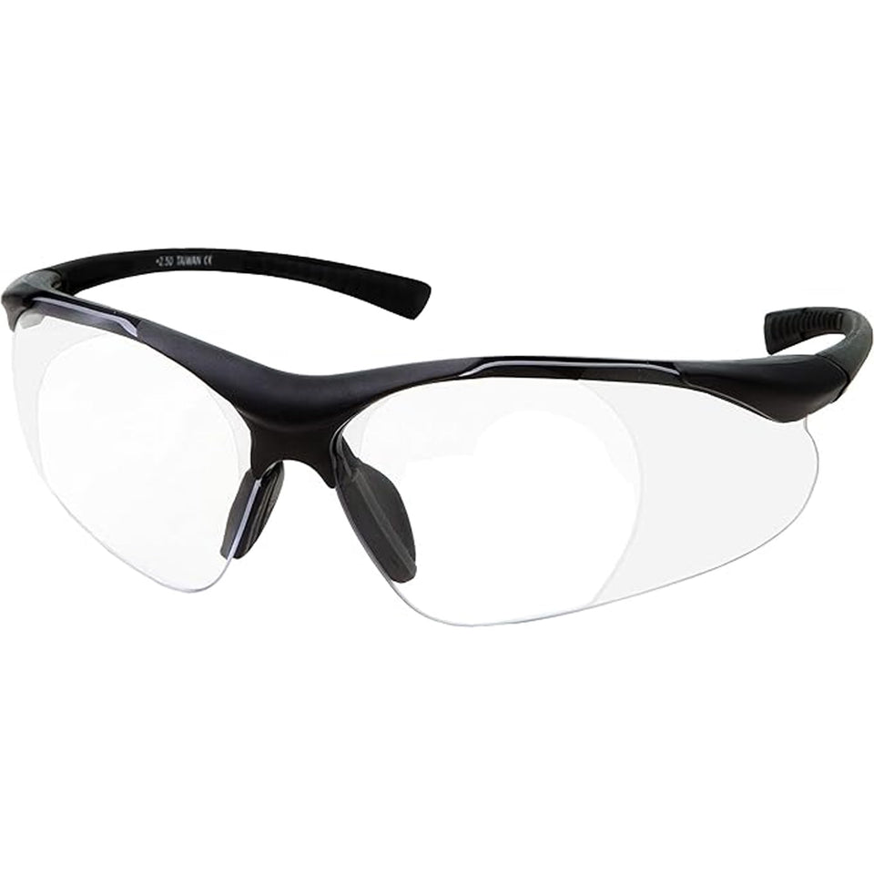 GrinderPUNCH safety glasses frame closeup highlighting durable, all-day comfort for wearers.